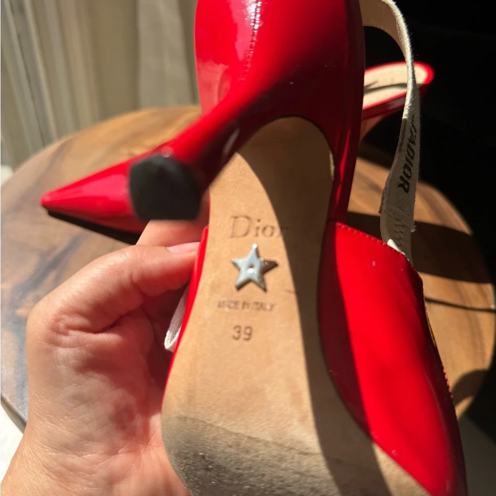 Dior Vibrant Red Slingback Heels - Picture 8 of 9